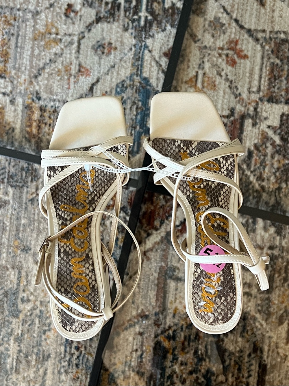 Sam Edelman Ivory Strappy Block Heel Sandals
